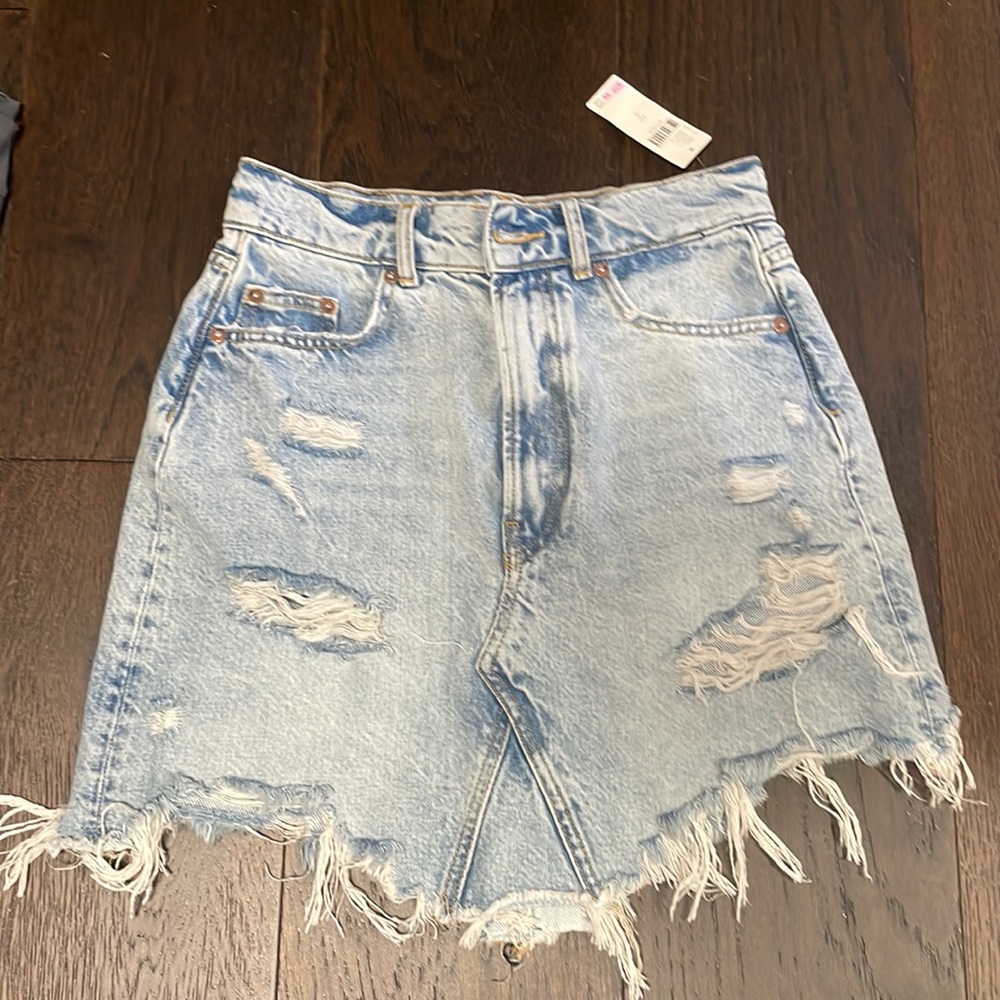 Pilcro and the Letterpress Jean skirt, size 2, Anthropologie, deconstructed NWT